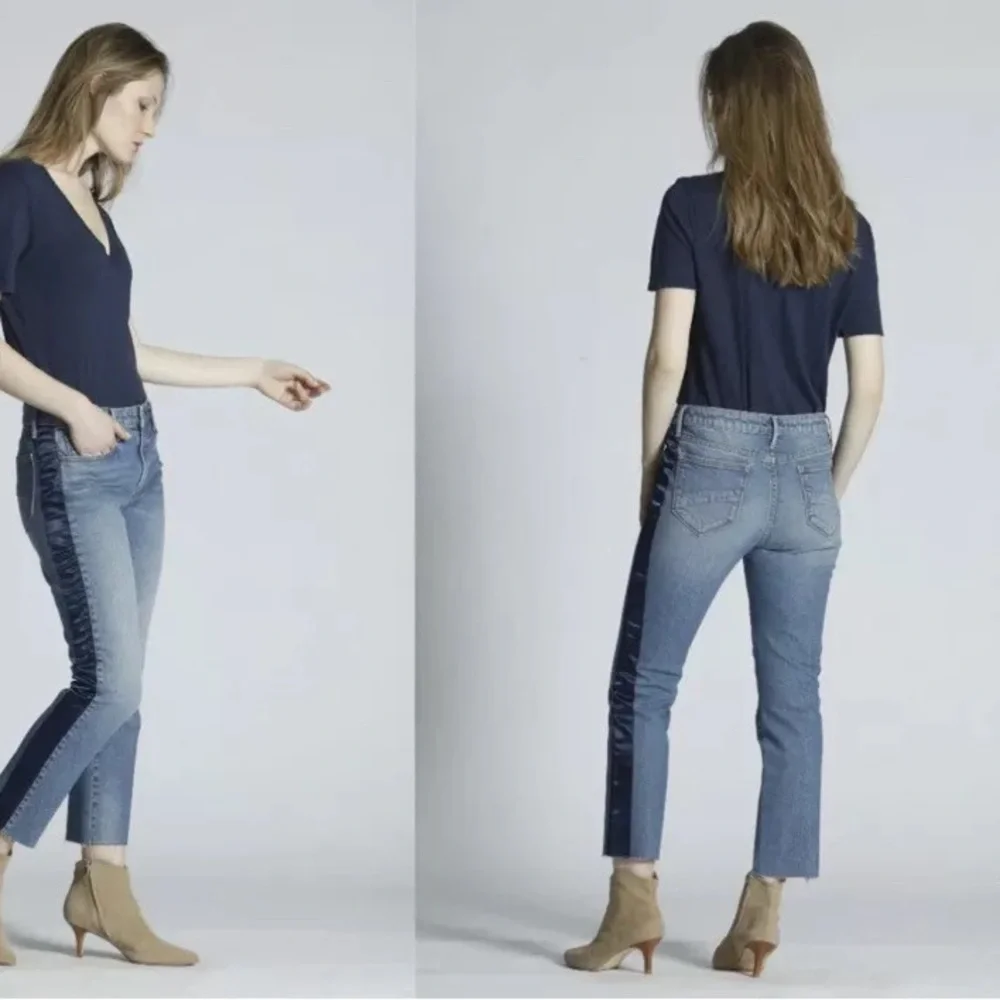 Driftwood Candace Jeans Straight Ankle Length Side Satin Stripe